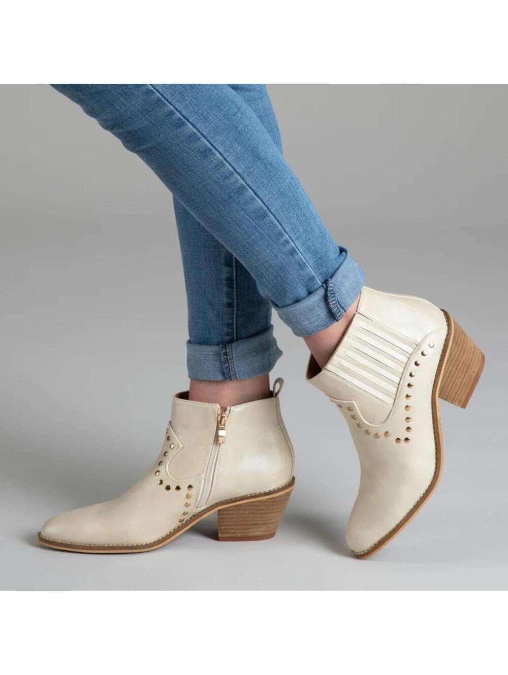 Corkys On Fleek Off White Ankle Boots Gold-tone Hardware | Women’s Size 8